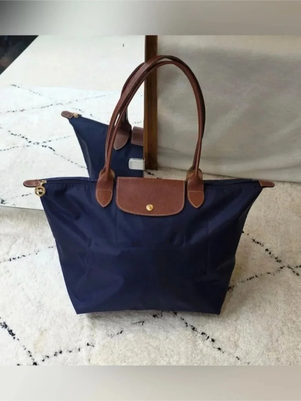 Longchamp Navy Blue Large Original Tote Bag